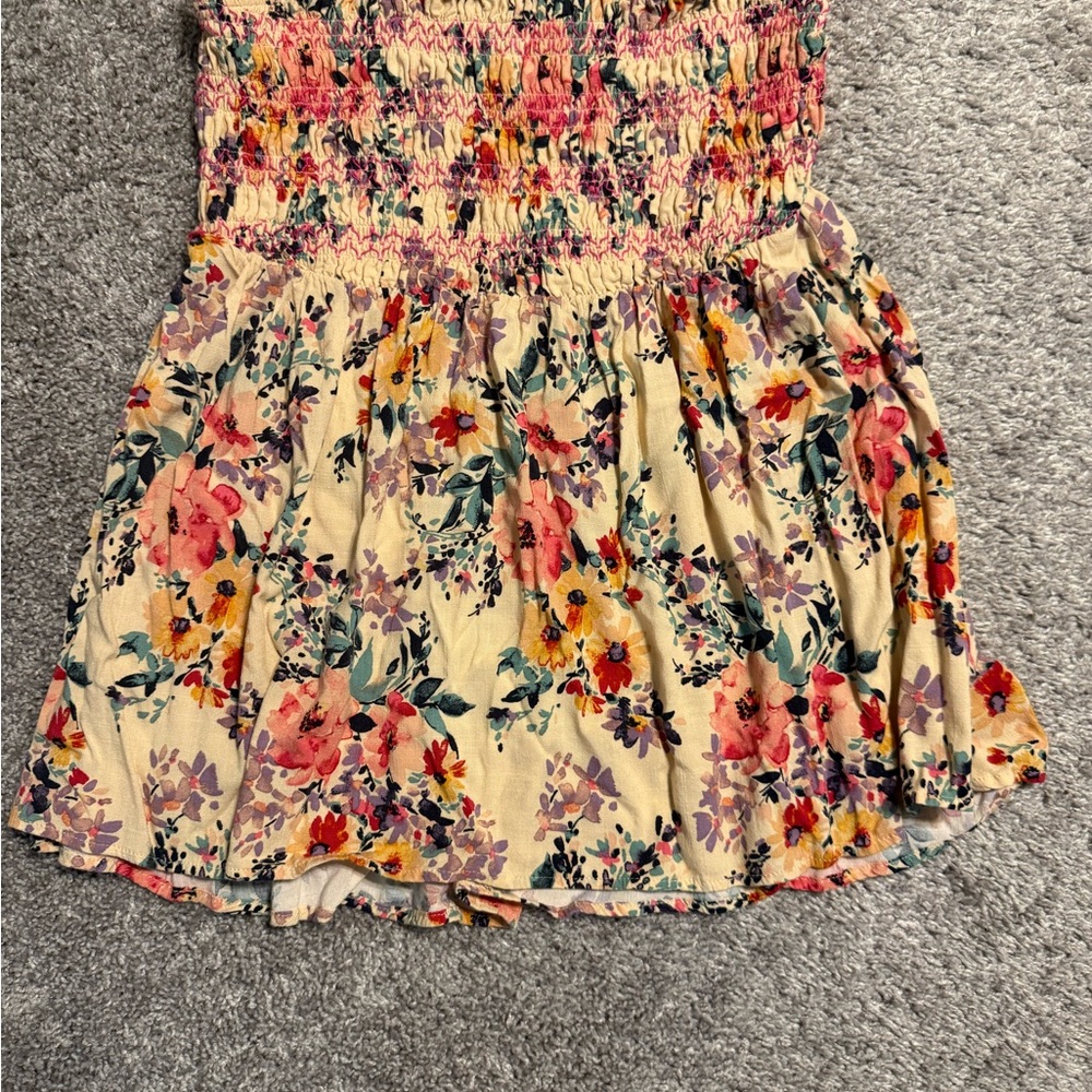 Torrid Cream Floral Smocked Top